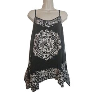 Tolani Silk Womens XS Mandala Sleeveless Hankerchief Hem Camisole‎ Tank Top Boho